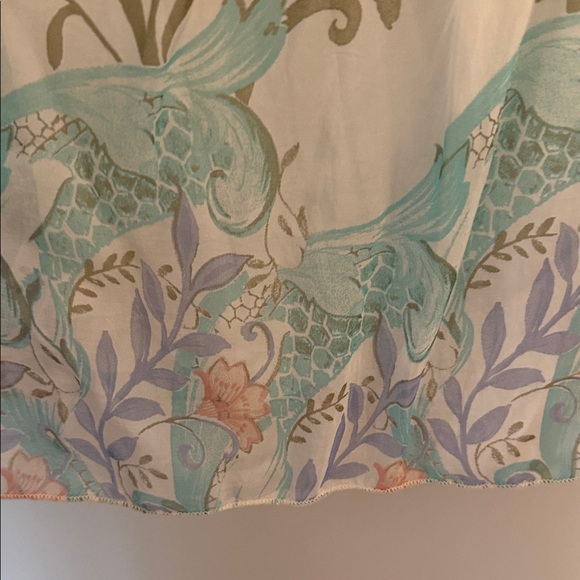 Sheer Floral Cream Blouse with Mint Accents - Picture 5 of 7